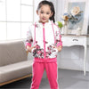 Fashion Girls Clothes Floral Zipper Kids Hoodies+Pants Kids Tracksuit Girls Sport Suit