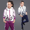 Fashion Girls Clothes Floral Zipper Kids Hoodies+Pants Kids Tracksuit Girls Sport Suit