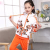Fashion Girls Clothes Floral Zipper Kids Hoodies+Pants Kids Tracksuit Girls Sport Suit