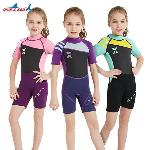 New Children's Warm Diving Suit Short-sleeved Sunscreen Snorkeling Suit Drifting Cold-proof Swimsuit